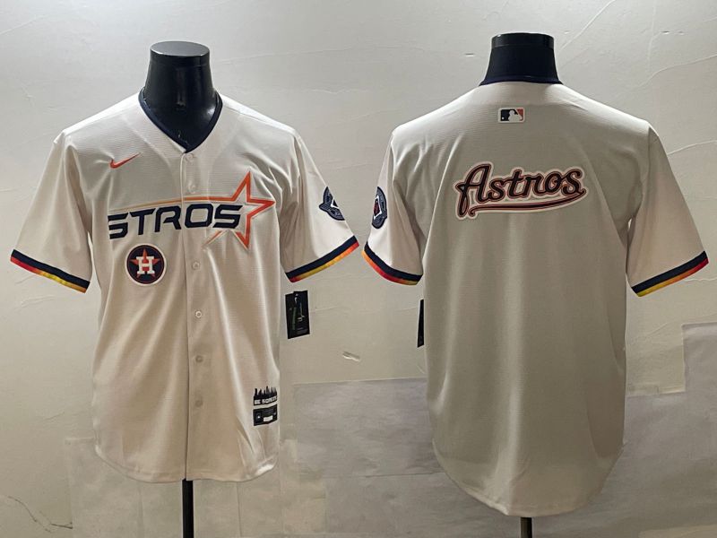 Men Houston Astros Blank Cream Three generations Joint Name 2025 Nike MLB Jersey style 16
